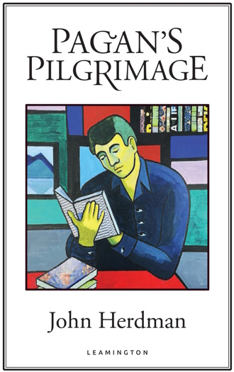 an modernist-style oil painting shows a young man reading a book